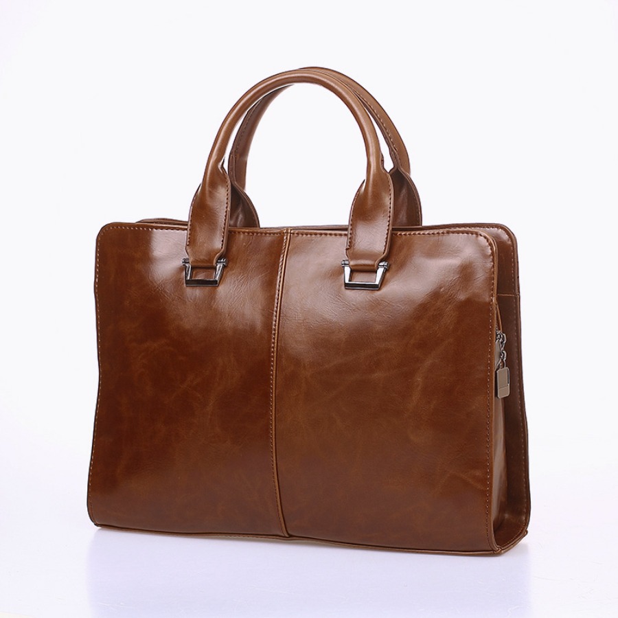 Leather Work Laptop Bag - 【New Arrival】Vintage Brown Leather Briefcase, Men's