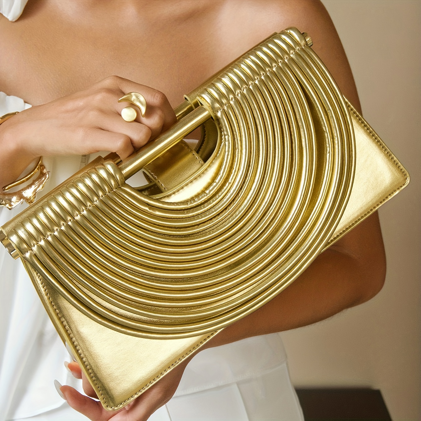 Leather Work Laptop Bag - Handbags for Women 2025 New Gold