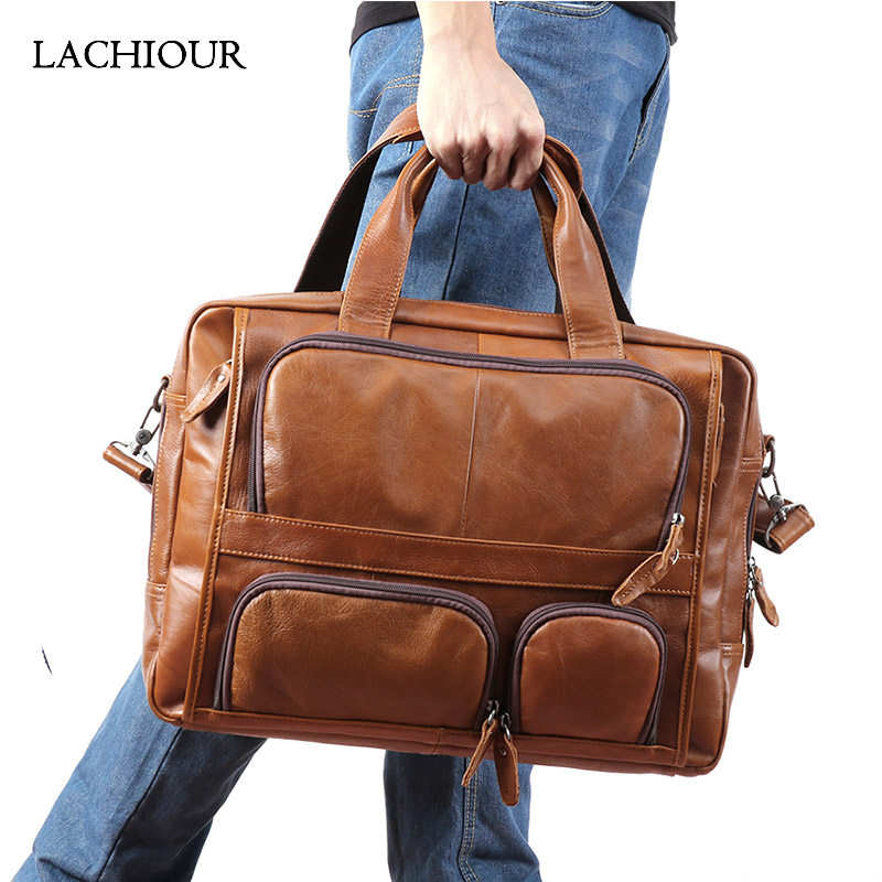 Leather Work Laptop Bag - Lachiour 17 inch Laptop Bag Men
