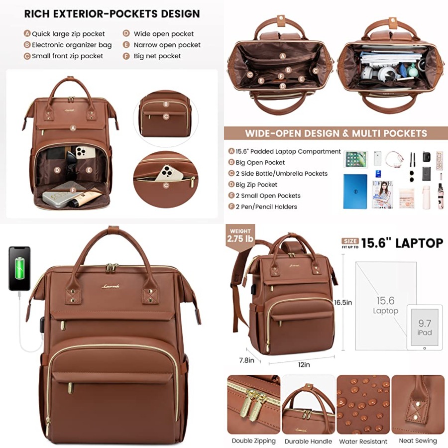 Leather Laptop Backpack for Wo - огляд і ціна Leather Work Laptop Bag