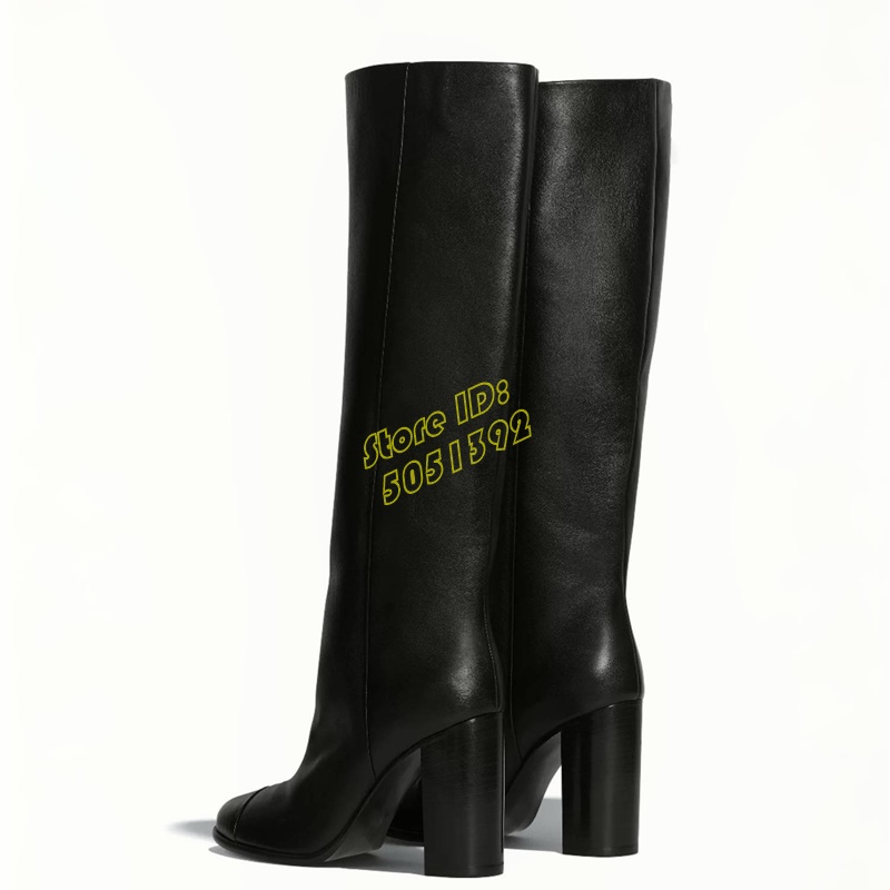 Black Matte Leather Knee High  - огляд і ціна Leather Work Women Shoes