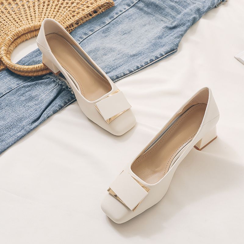 French Style Chunky Heel Pumps - огляд і ціна Leather Work Women Shoes