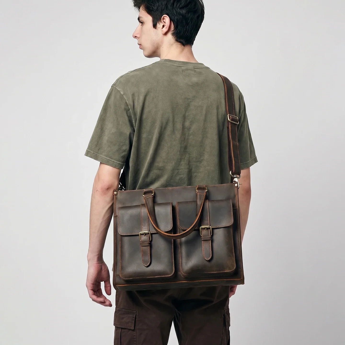 Vintage Genuine Leather Men Cr - огляд і ціна Leather Work Laptop Bag