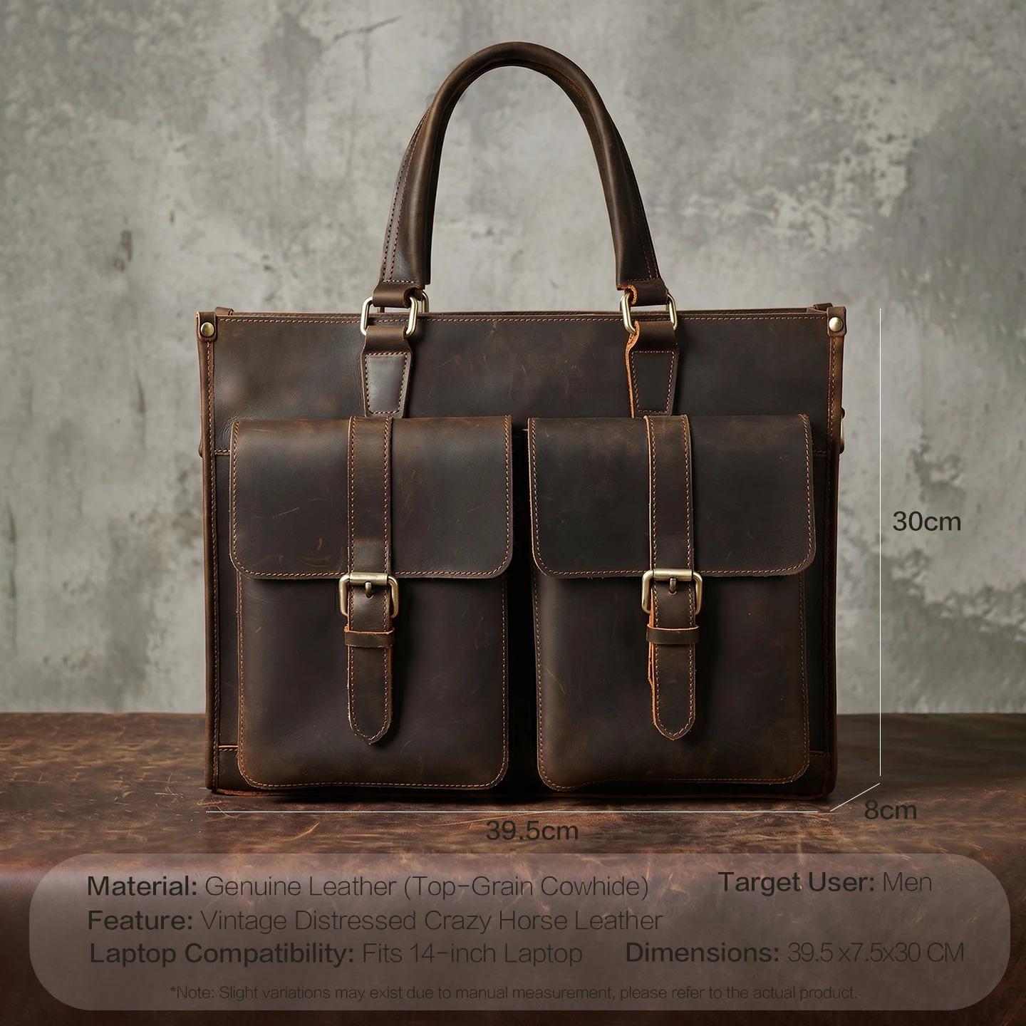 Vintage Genuine Leather Men Cr - огляд і ціна Leather Work Laptop Bag