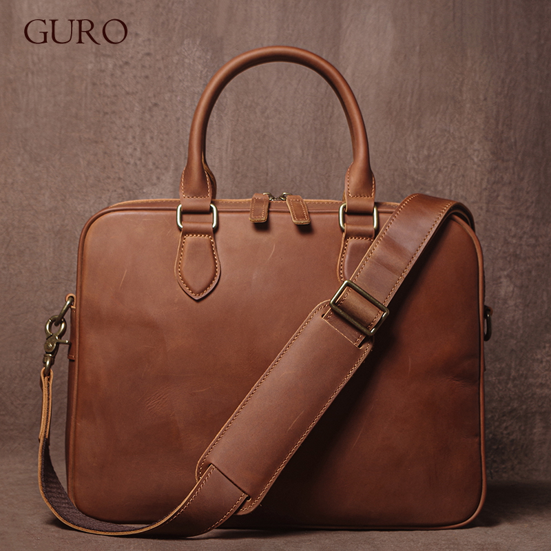 GURO Men Crazy Horse Cowhide B - огляд і ціна Leather Work Laptop Bag